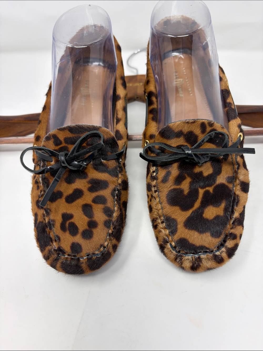 The Original Car Shoe Calf Hair Leopard Print Moccasin Driving Loafers Size 7.5